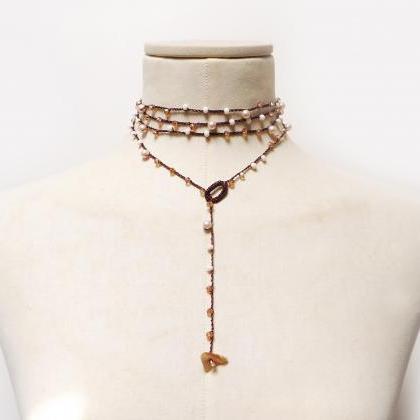 Long Beaded Necklace / Multi Wrap Bracelet, Rosary..