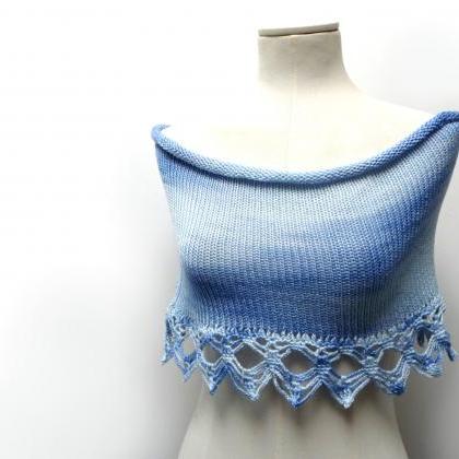 Hand Knit Cotton Capelet Shrug with..