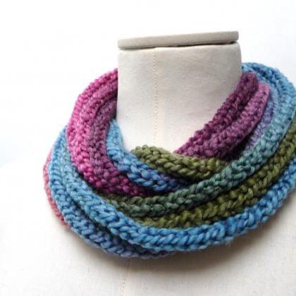 Multicolor Loop Circle Scarf, Chunky Infinity..