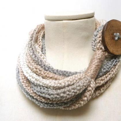 Knit Infinity Scarf Necklace, Loop Scarlette..