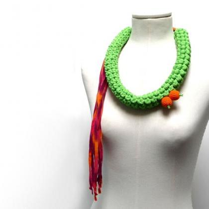 Crochet Statement Necklace - Lime G..