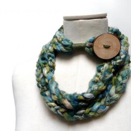 Loop Infinity Scarf Necklace, Crochet Scarflette..