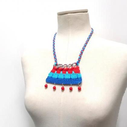 Crochet Cotton And Chain Necklace Choker - Color..