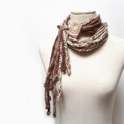 Loop Wool Scarf Necklace, Infinity Crochet..