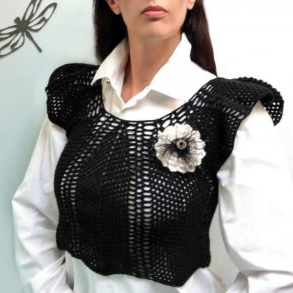 Crochet Black Vest - Romantic lace ..