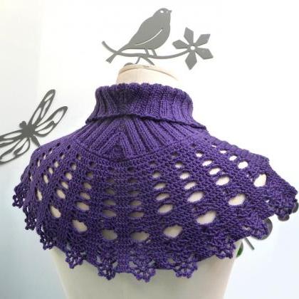 Ultra Violet Capelet with Knit Turt..