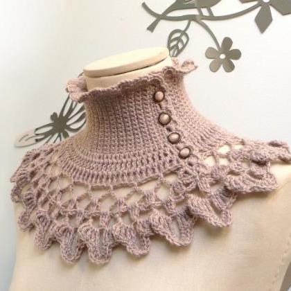 Victorian Crochet Collar / Custom Color Wool Scarf..