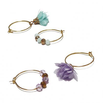 Gold Hoop Earrings with Lilac misma..